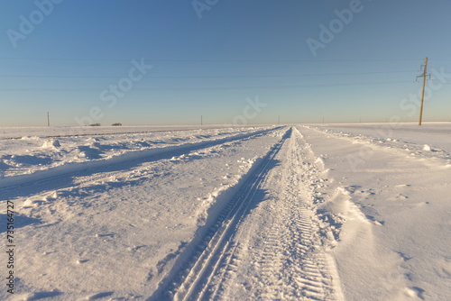 a slippery and dangerous road covered with snow and ice