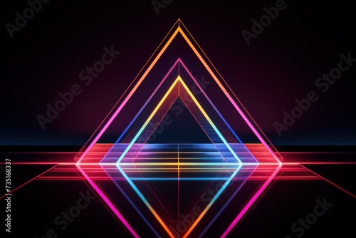 Kaleidoscopic Geometric neon. City wall laser. Generate Ai