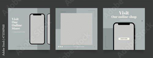 Social media template banner blog fashion sale promotion. fully editable instagram and facebook square post frame puzzle organic sale poster. brown beige vector background