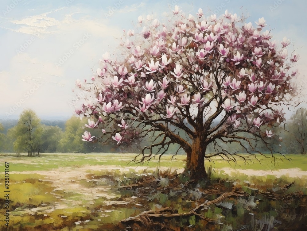 Magnolia tree with pink flowers Magnolia tree with pink flowers