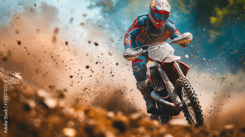 Adrenaline Aesthetics Capturing the Essence of Motocross in a Stunning Visual. AI Generate Image.