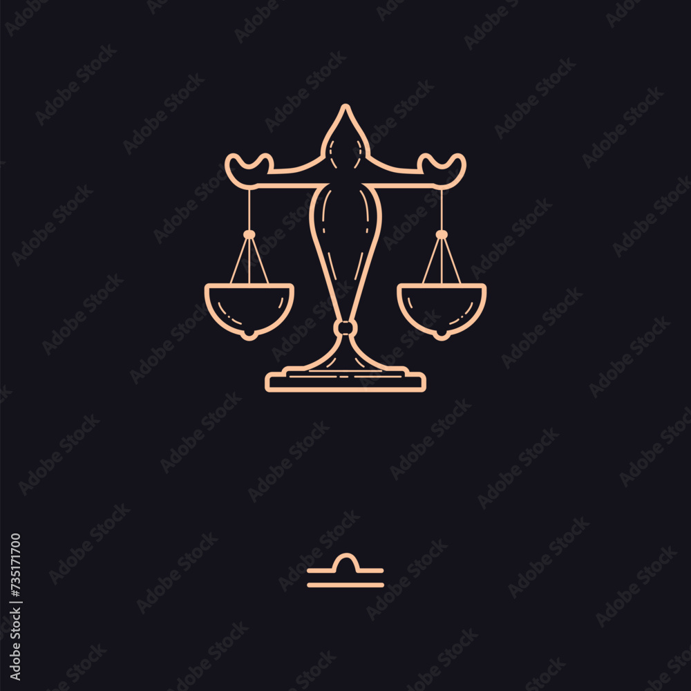 Φωτογραφία Libra zodiac symbol golden contour, Horoscope Astrological zodiac icon, scales i