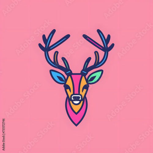 Multi Color Deer head logo llustration