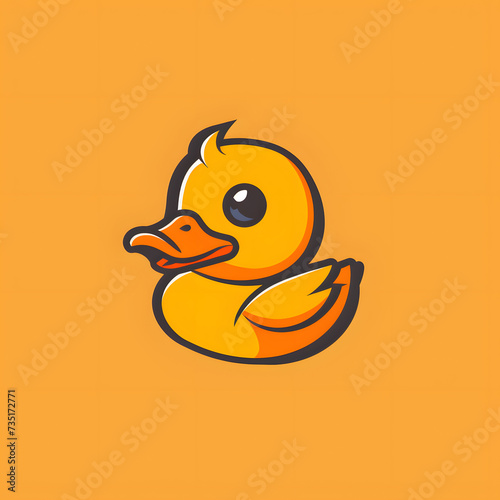 Duck Logo Illustration, Flat Logo Illustration of a Baby Duck