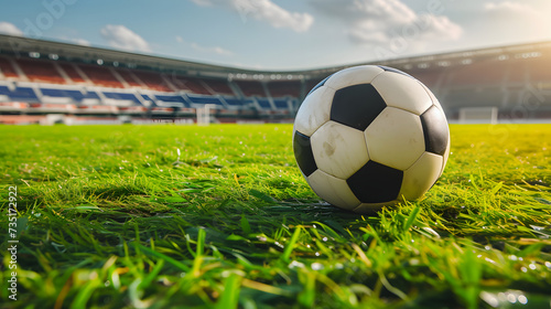 soccer ball on grass in a stadium © Chandler