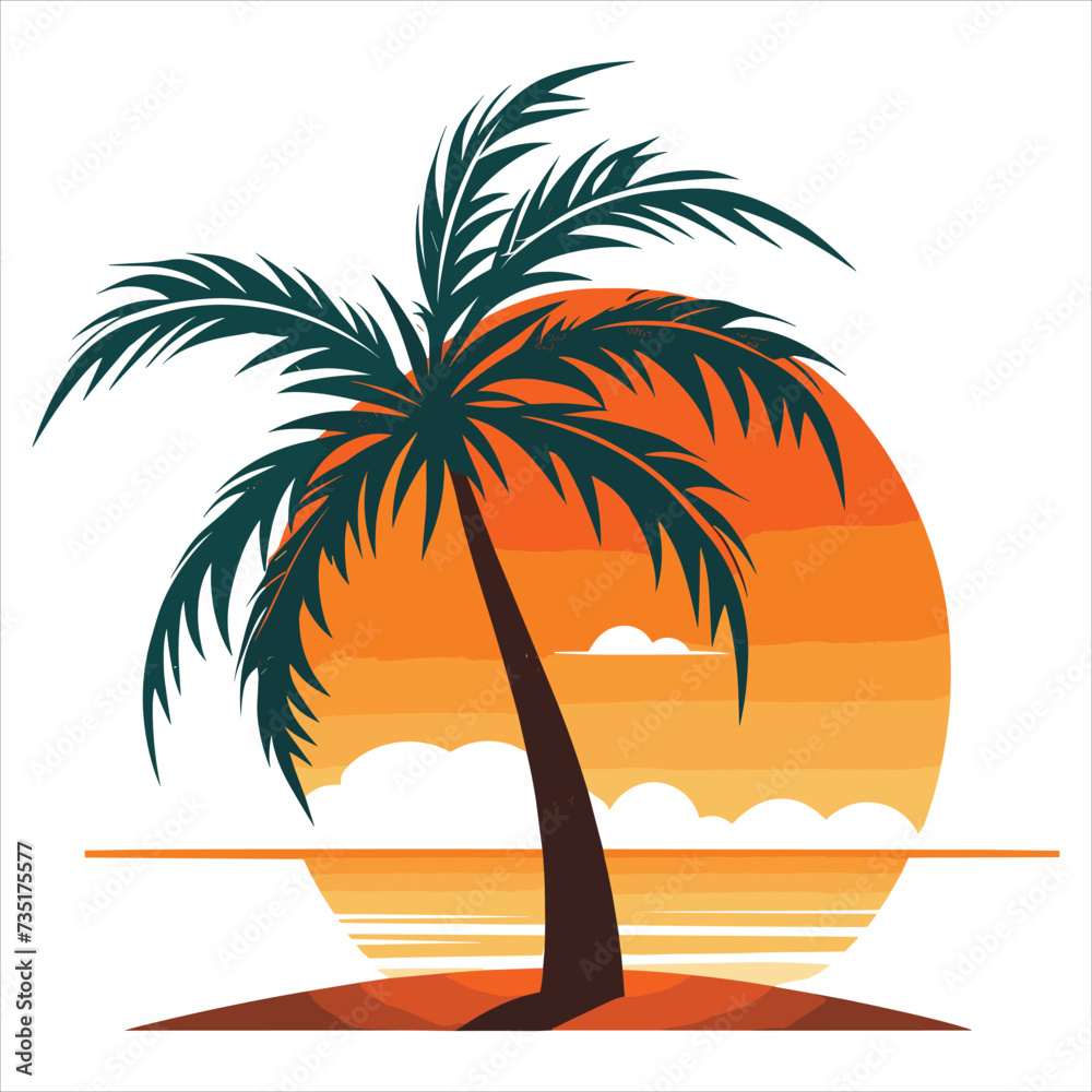 simple palm tree logo vector white background