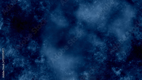 watercolor background texture with white abstract painted clouds in sky. abstract dark blue watercolor background with space.