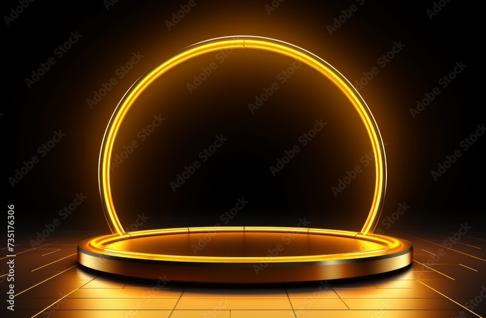an illuminated round frame