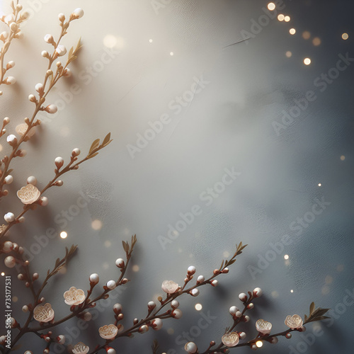 Branch of a cherry, spring flowers. AI