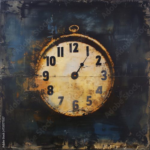 Wallpaper Mural 
illustration of an antique clock covered with rust on an antique background
 Torontodigital.ca