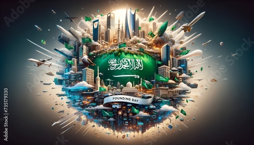 Beautiful illustration for celebrating saudi arabia's founding day.