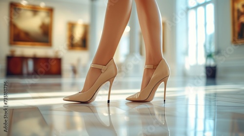 Elegant female step in high heels
