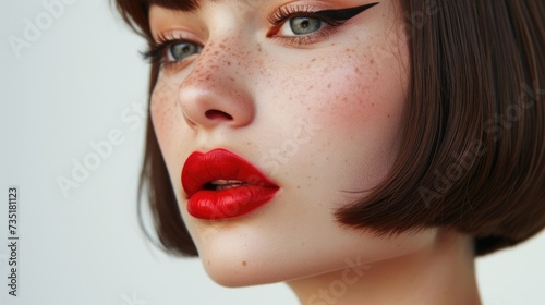 Close-up of a woman with an elegant haircut