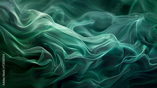 Abstract Green and Black Waves Flowing Design Background, generative ai