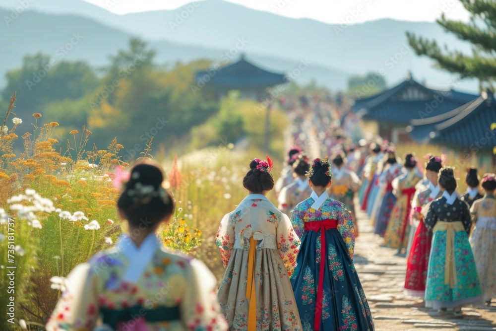 People celebrating South Korea's Chuseok