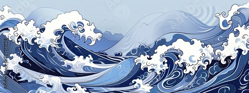 Abstract background Japanese pattern sea wave