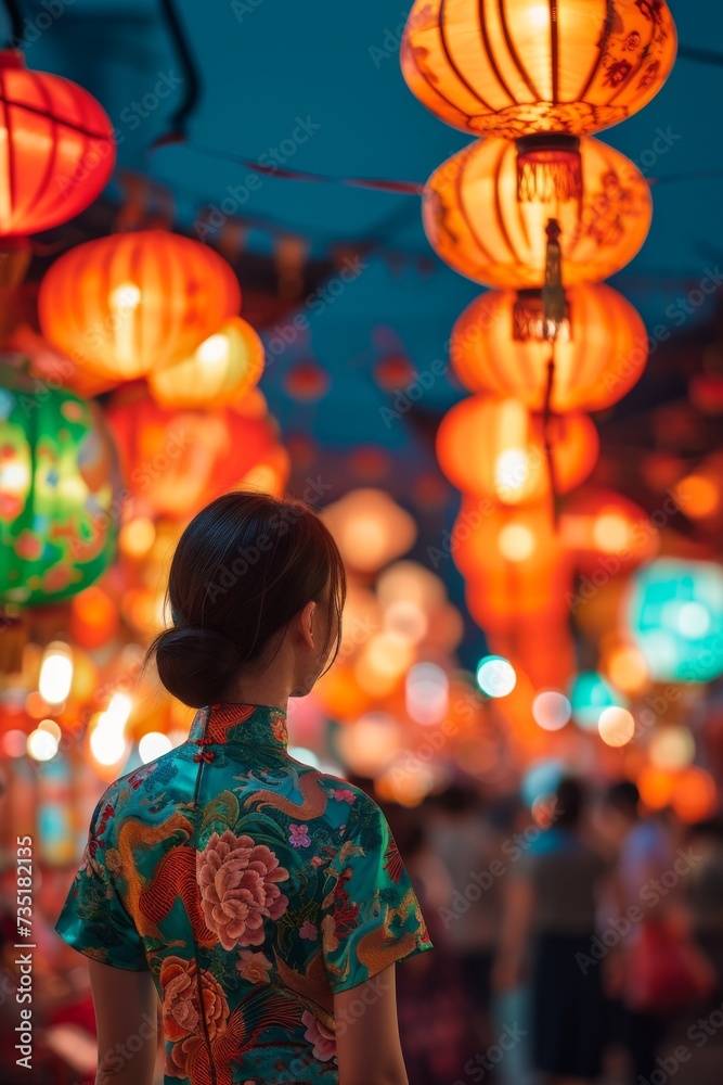 Fototapeta premium Traditional Chinese Lantern Festival in city