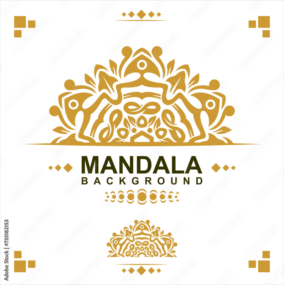 Naklejka premium Gold frame on a white background, mandala luxury frame design.