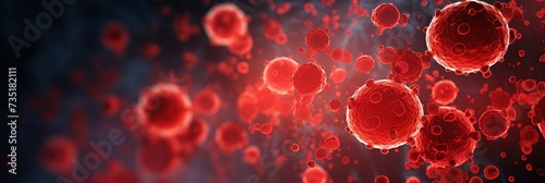 Wide medical banner, vibrant red blood cells photo