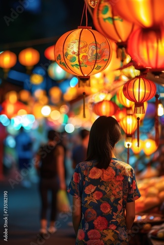 Traditional Chinese Lantern Festival in city