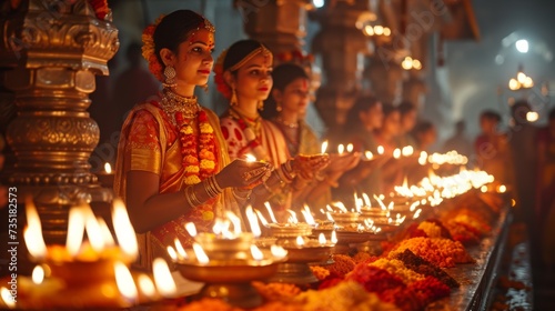 Woman in sari celebrating the Diwali festival