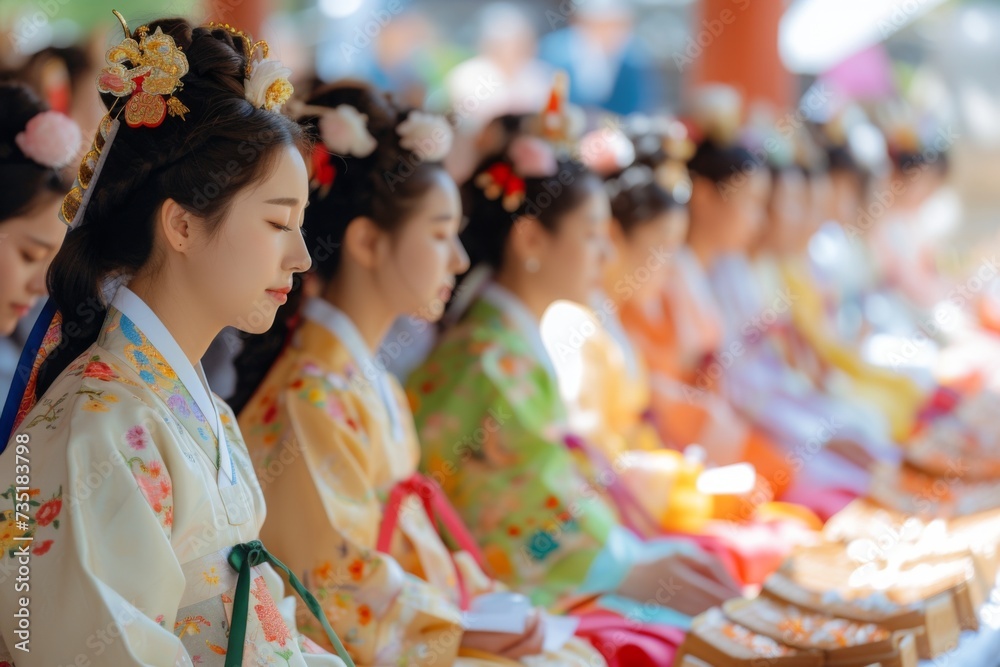 People in traditional Korean dress hanbok