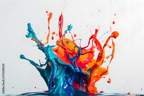 emerald and azure colorful paint splash isolated on a white background  photo