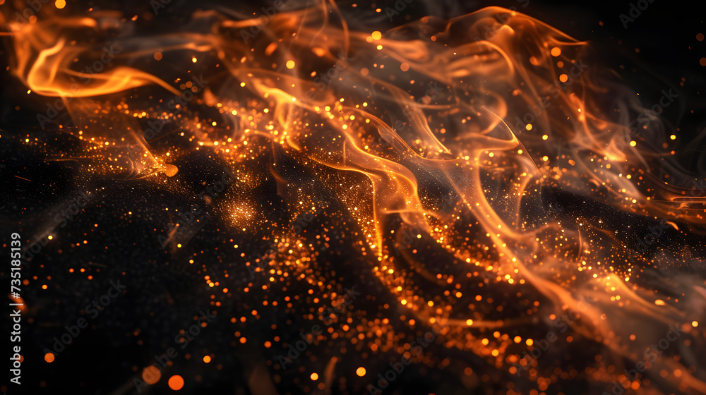 Fire flames on black background