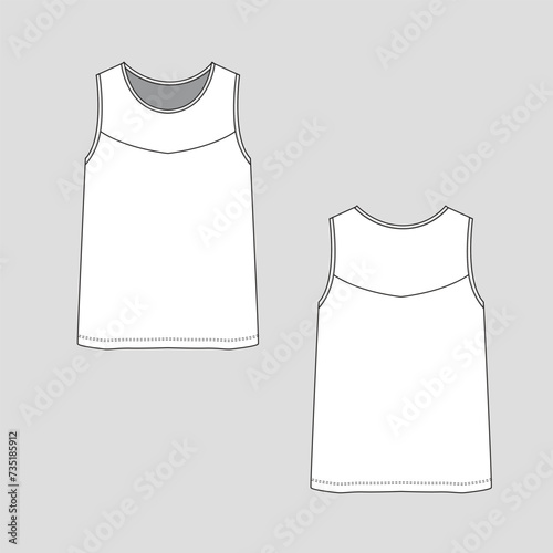 Crew Neck Sleeveless top vest Fashion  flat sketch