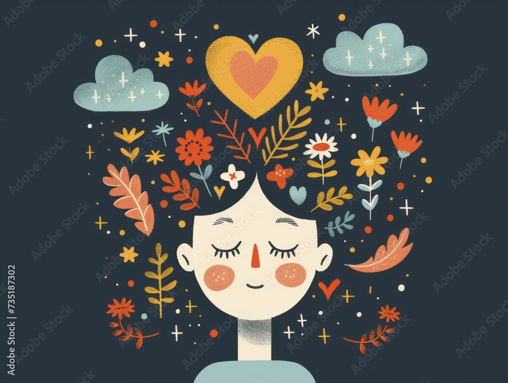 Positive Messages for Mental Health: Illustrated with Supportive Symbols in Calming Flat Design Positive Messages for Mental Health: Illustrated with Supportive Symbols in Calming Flat Design
