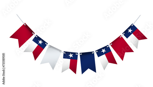  Garland with flags of Texas on a white background.
 photo