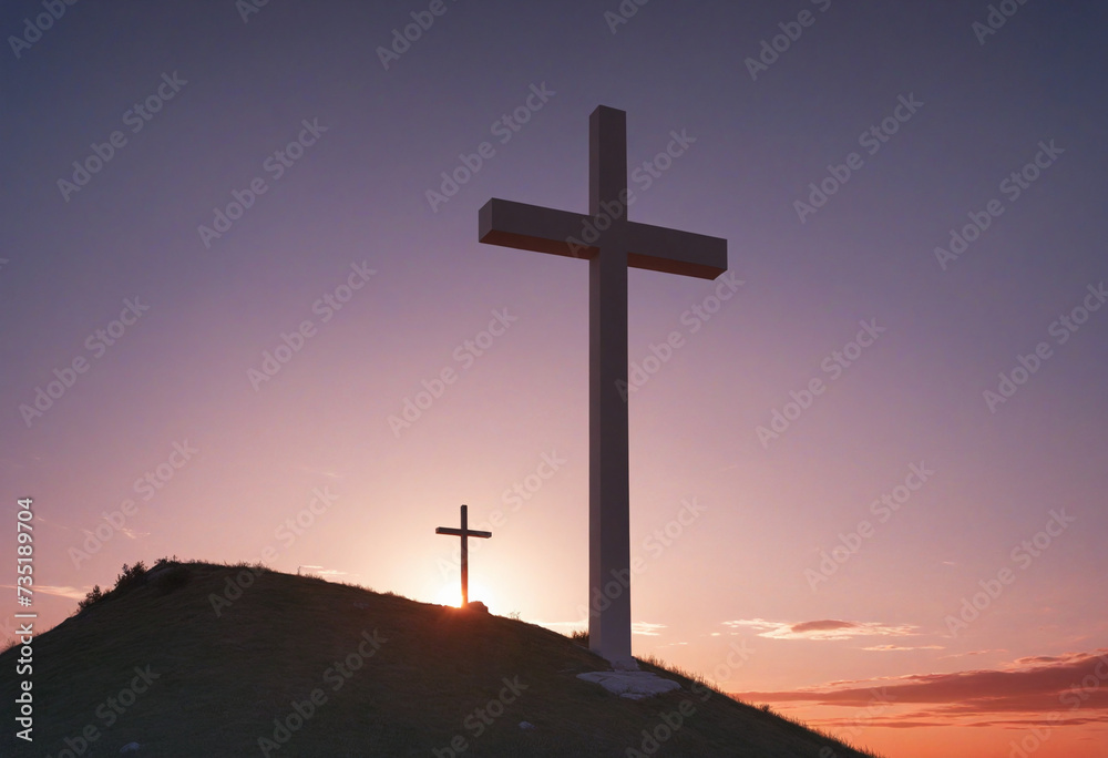 The Hilltop Cross, Illuminated in Red