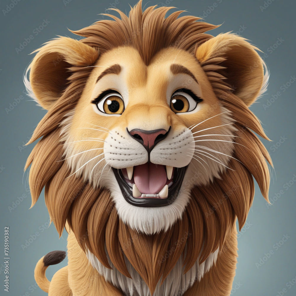 Comic drawing of a humorous lion character in a vector format isolated on a plain background Comic drawing of a humorous lion character in a vector format isolated on a plain background
