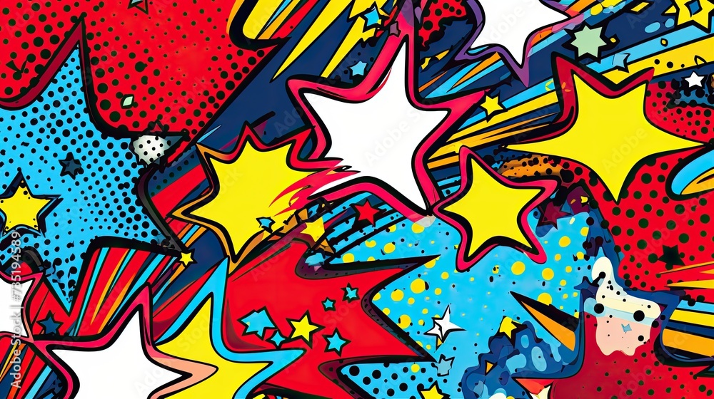 Comics illustration, retro and 90s style, pop art pattern, colorful, graffiti