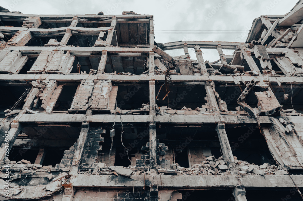 destroyed school building in Ukraine destroyed school building in Ukraine