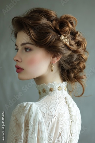 Woman with stylish wedding hairstyle
