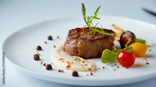 Meat medallions on a plate close-up