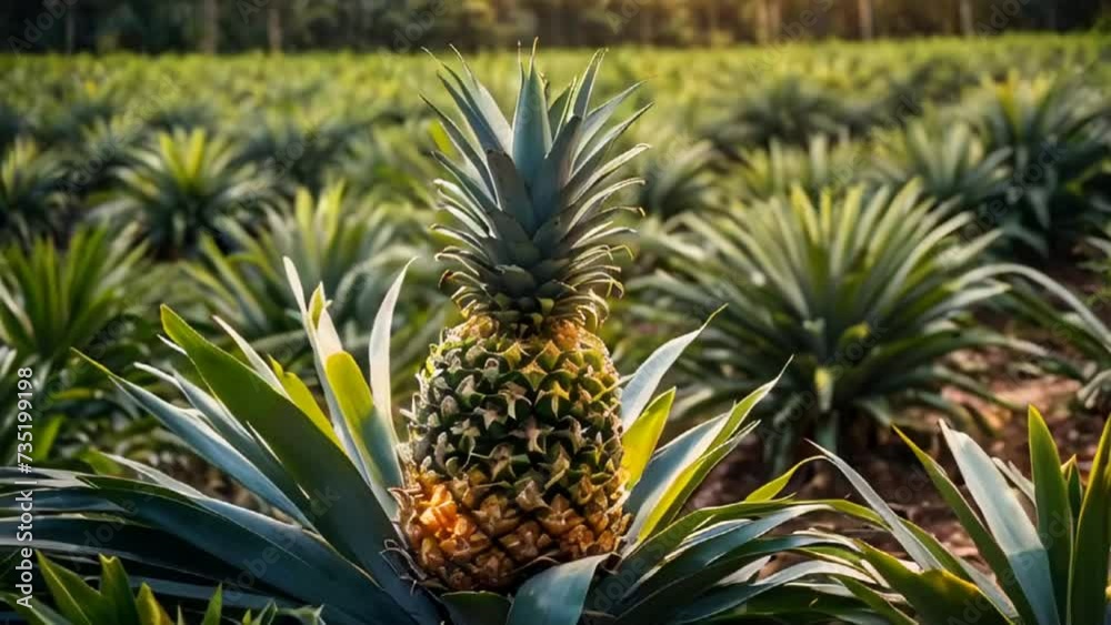 Fresh pineapple growing in the garden Fresh pineapple growing in the garden