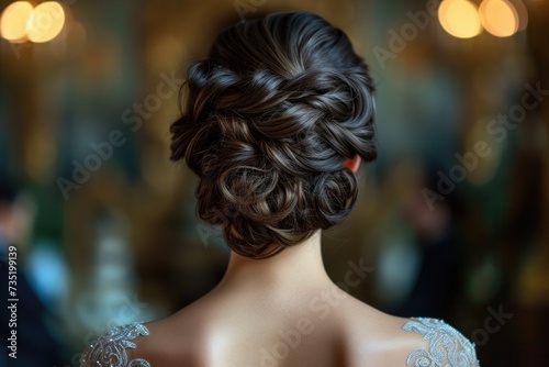 Rear view of an exquisite woman's hairstyle
