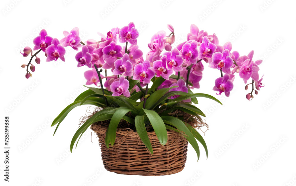 Orchids Nestled in a Basket isolated on transparent Background