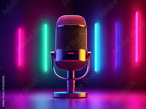 3d microphone logo, microphone for singers and podcasters, microphone logo