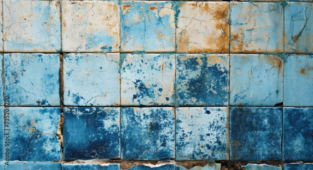 Sanitize and Shine: Path to Cleanliness on a Dirty Blue Wall Tile Background