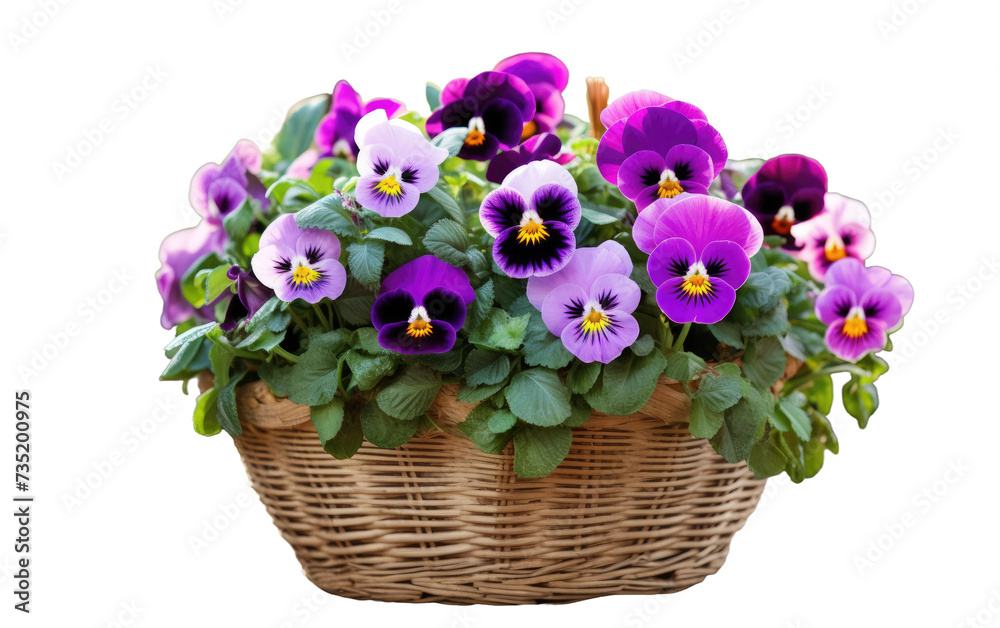 Basket of Pansies isolated on transparent Background