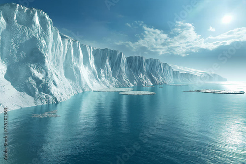 Iceberg and North Pole scenery global warming concept