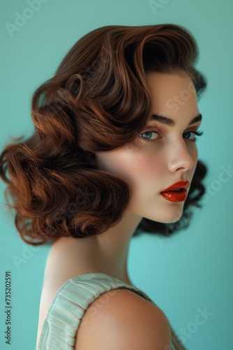 Woman with a classic Hollywood wavy hairstyle