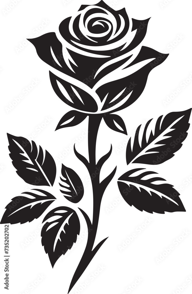 black and white rose vector illustration 