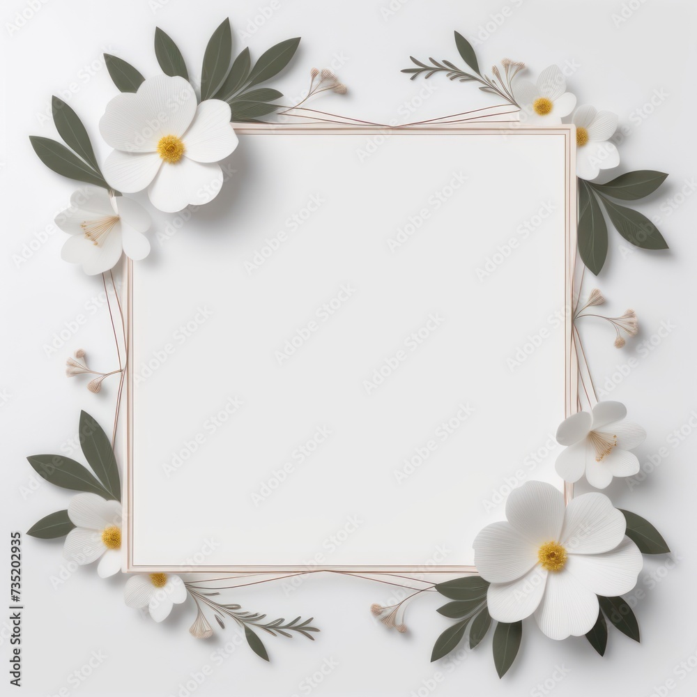 Delicate floral frame, central white space for text or design.