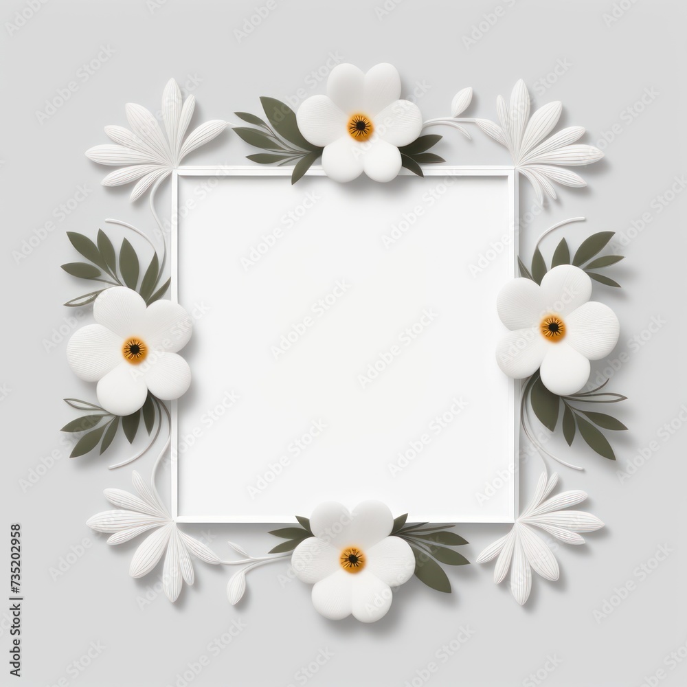 Delicate floral frame, central white space for text or design. Delicate floral frame, central white space for text or design.
