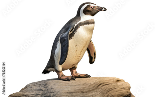 Penguin Perched on a Stone isolated on transparent Background