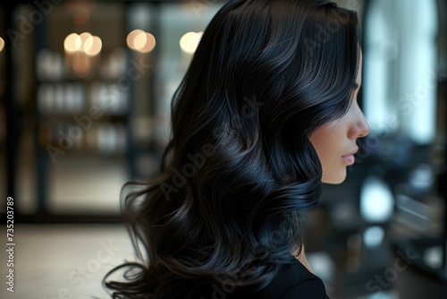 Luxurious wavy hair in a sophisticated setting